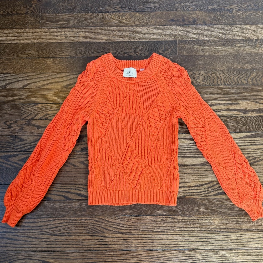 Elie Tahari Vibrant Orange Crew Neck Sweater
